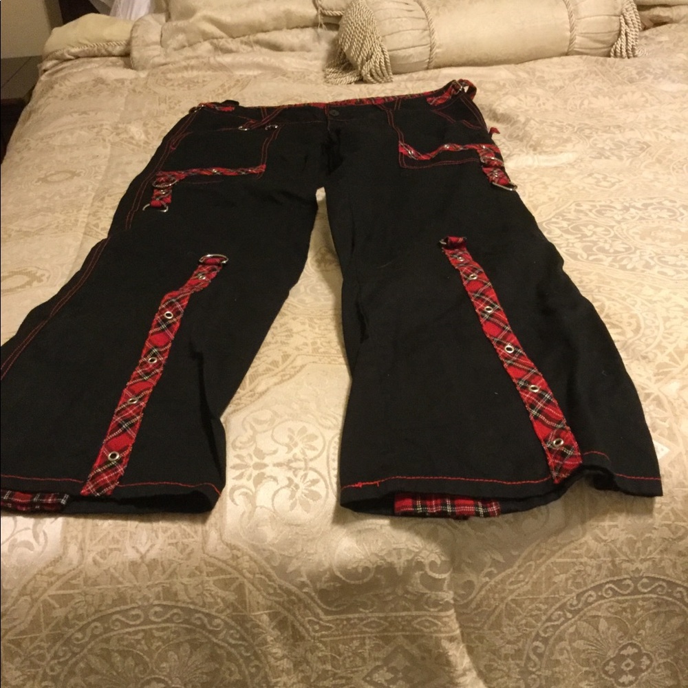 Bondage Shorts. Black & Red Plaid. Size 13